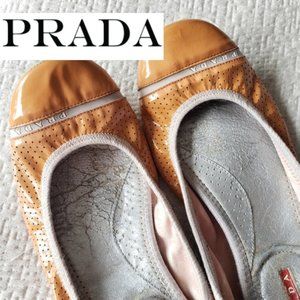 Prada Sport Orange Mesh Ballet Flat Size 8.5
